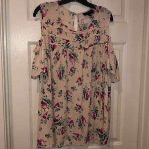 Floral print Lane Bryant cold shoulder blouse
